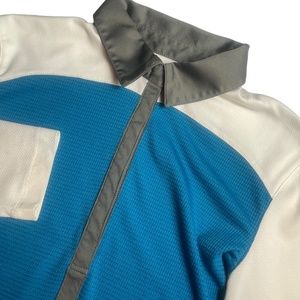 Callaway Women's Medium‎ Teal White 1/4 Snap Polo Golf Shirt Long Sleeves